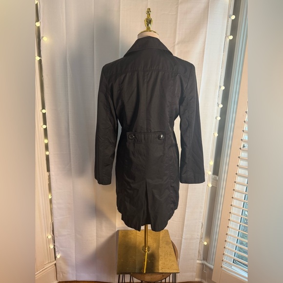 Gallery Black Trench Coat Tailored Minimalist Design Small - Picture 2 of 8